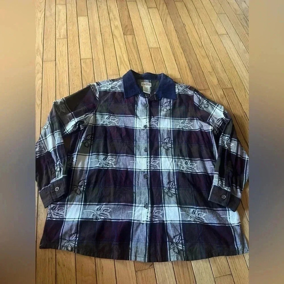 bobbie brooks button up shirt Women’s 18/20 Embroidered Leaves Dark Academia - Picture 6 of 7